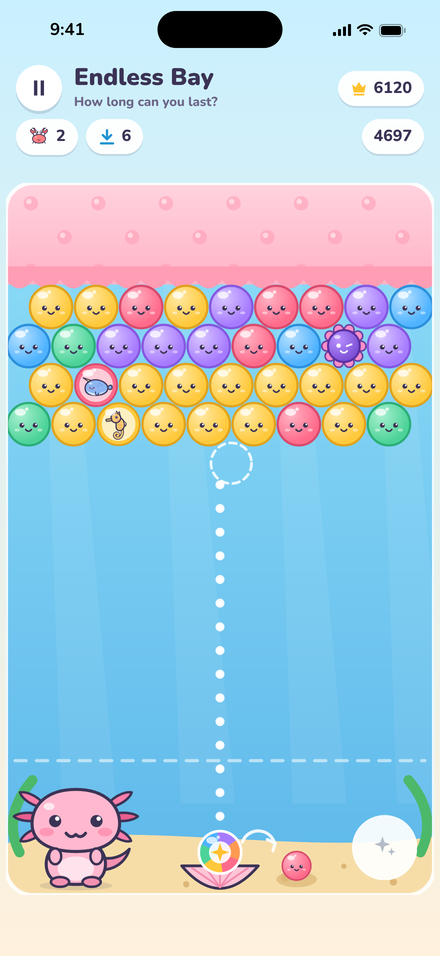 A rainbow Sparkle bubble in Endless Bay