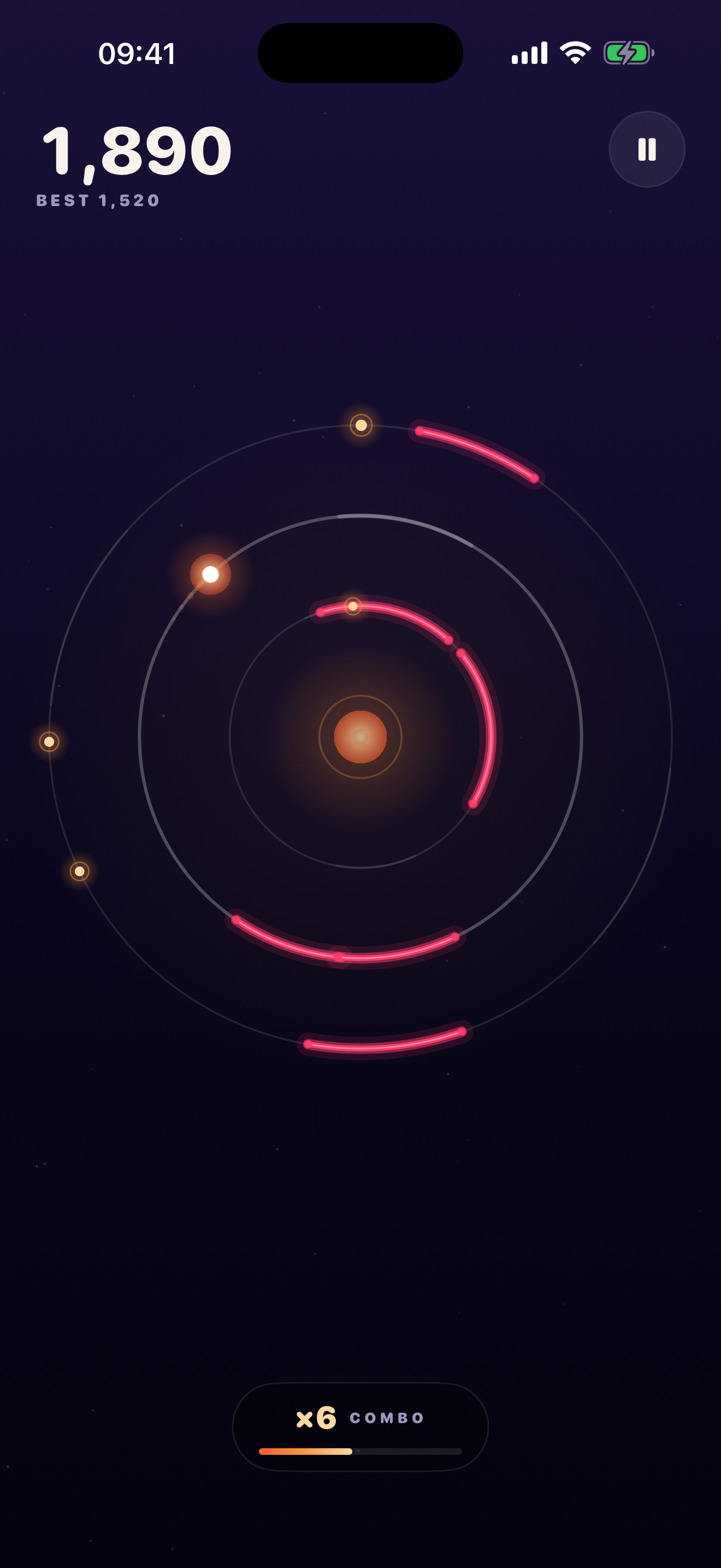 Gameplay: hopping between orbits