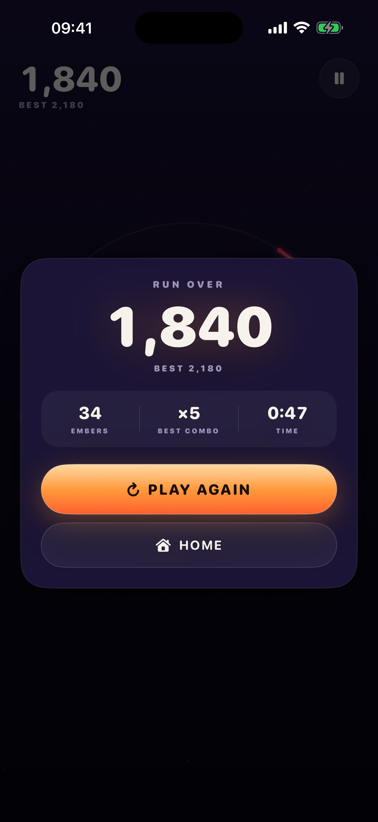 Results screen