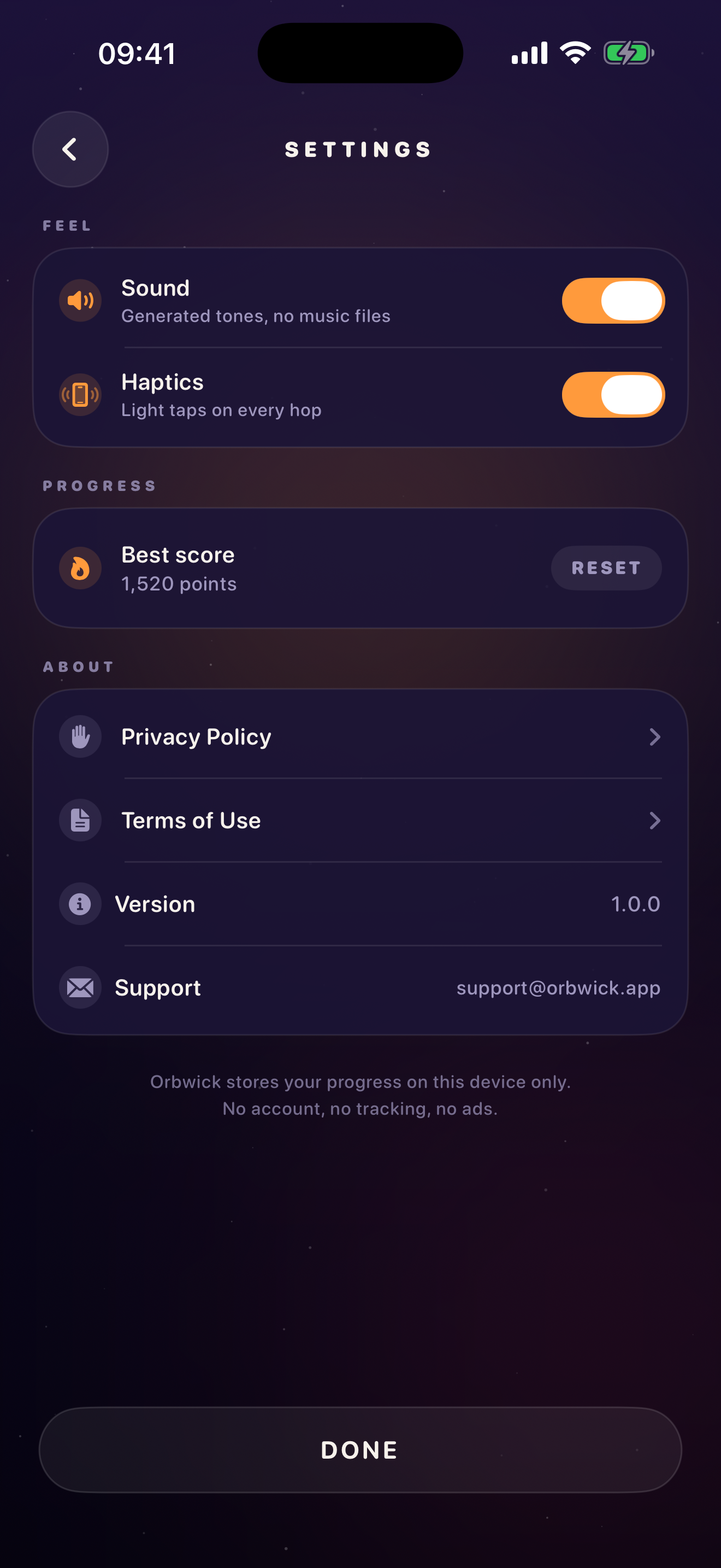 Settings and privacy